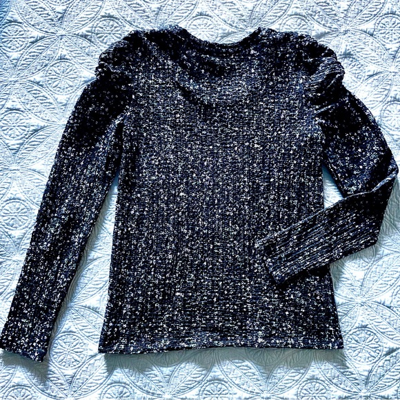 Loft Floral Popcorn Knit Long Twist Sleeve Top Blouse Size S NWOT - Picture 5 of 11